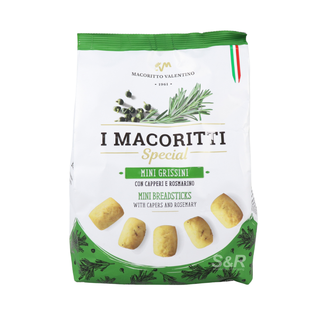 I Macoritti Mini Grissini Mini Breadsticks Capers & Rosemary 250g
